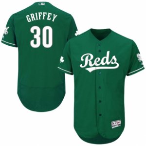 Men\'s Majestic Cincinnati Reds #30 Ken Griffey Green Celtic Flexbase Authentic Collection MLB Jersey