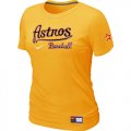 Women MLB Houston Astros Yellow Nike Short Sleeve Practice T-Shirt