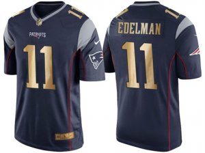 Nike New England Patriots #11 Julian Edelman Navy Blue Mens NFL Game 2016 Christmas Golden Edition Jersey