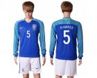 Brazil #5 Ramires Away Long Sleeves Soccer Country Jersey