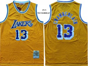 Lakers #13 Wilt Chamberlain Yellow 1971-72 Hardwood Classics Jersey