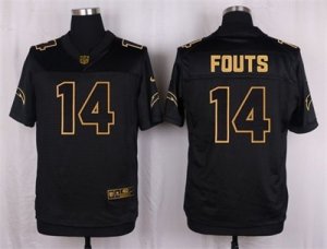 Nike San Diego Chargers #14 Dan Fouts Black Pro Line Gold Collection Jersey(Elite)