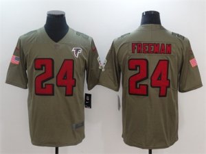 Men Nike Atlanta Falcons #24 Devonta Freeman Olive Salute To Service Limited Jersey