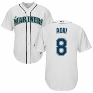 Mens Majestic Seattle Mariners #8 Norichika Aoki Replica White Home Cool Base MLB Jersey