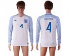 England #4 Henderson Home Long Sleeves Soccer Country Jersey