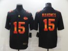 Mens Kansas City Chiefs #15 Patrick Mahomes Black Red Orange Stripe