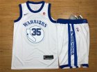 Warriors #35 Kevin Durant White Fashion Current Player Hardwood Classics Nike Authentic Jersey(With Shorts)