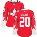 Women's Adidas Team Canada #20 John Tavares Premier Red Away 2016 World Cup Hockey Jersey