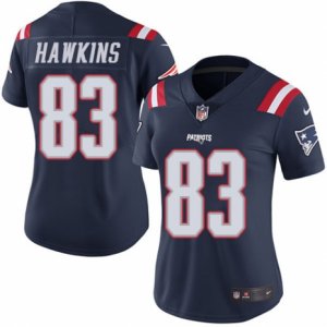 Women\'s Nike New England Patriots #83 Lavelle Hawkins Limited Navy Blue Rush NFL Jersey