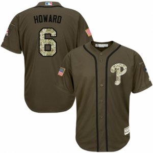 Men\'s Majestic Philadelphia Phillies #6 Ryan Howard Replica Green Salute to Service MLB Jersey