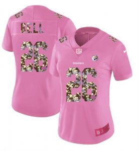 Nike Steelers #26 Le\'Veon Bell Pink Camo Fashion Women Limited Jersey