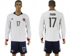 Colombia #17 Pardo Away Long Sleeves Soccer Country Jersey