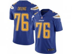 Mens Nike Los Angeles Chargers #76 Russell Okung Limited Electric Blue Rush NFL Jersey