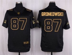 Nike New England Patriots #87 Rob Gronkowski Black Pro Line Gold Collection Jersey(Elite)