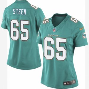 Women\'s Nike Miami Dolphins #65 Anthony Steen Limited Aqua Green Team Color NFL Jersey