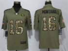 Nike 49ers #16 Joe Montana Olive Camo Salute To Service Limited Jersey