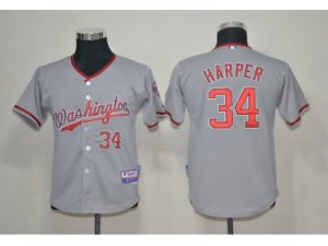 youth mlb jerseys washington nationals #34 harper grey