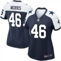 Women Nike Cowboys #46 Alfred Morris Navy Blue Thanksgiving Stitched NFL Throwback Elite Jersey