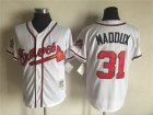 Men's Majestic Atlanta Braves #31 Greg Maddux White Throwback Jersey