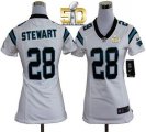 Women Nike Panthers #28 Jonathan Stewart White Super Bowl 50 Stitched Jersey