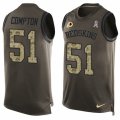 Mens Nike Washington Redskins #51 Will Compton Limited Green Salute to Service Tank Top NFL Jersey