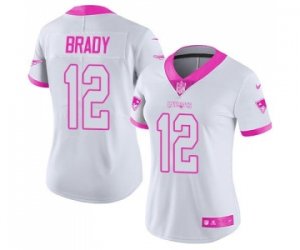 Women\'s Nike New England Patriots #12 Tom Brady Limited Rush Fashion Pink NFL Jersey