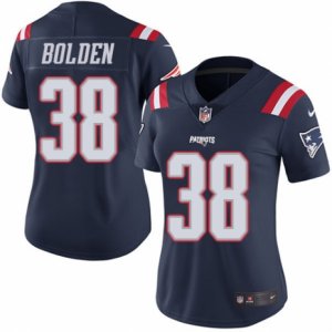 Women\'s Nike New England Patriots #38 Brandon Bolden Limited Navy Blue Rush NFL Jersey