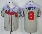 Braves #8 Javier Lopez Gray Throwback Jersey