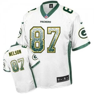 Nike Green Bay Packers #87 Jordy Nelson White Jersey(Elite Drift Fashion)