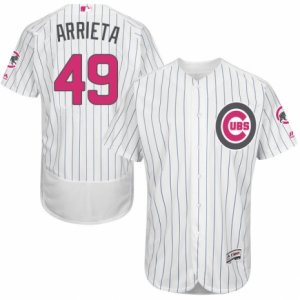 Men\'s Majestic Chicago Cubs #49 Jake Arrieta Authentic White 2016 Mother\'s Day Fashion Flex Base MLB Jersey