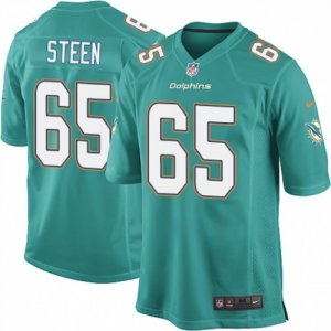 Mens Nike Miami Dolphins #65 Anthony Steen Game Aqua Green Team Color NFL Jersey