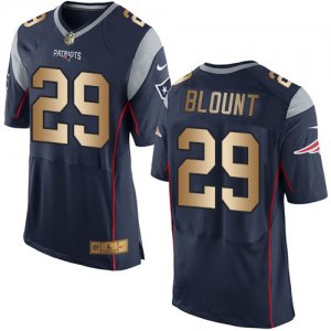 Nike New England Patriots #29 LeGarrette Blount Navy Blue Team Color Mens Stitched NFL New Elite Gold Jersey