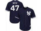 Mens Majestic New York Yankees #47 Jon Niese Replica Navy Blue Alternate MLB Jersey