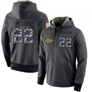 NFL Mens Nike Kansas City Chiefs #22 Marcus Peters Stitched Black Anthracite Salute to Service Player Performance Hoodie