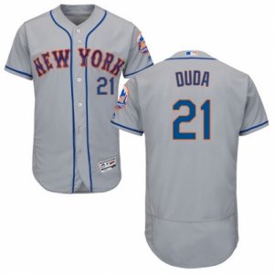Mens Majestic New York Mets #21 Lucas Duda Grey Flexbase Authentic Collection MLB Jersey