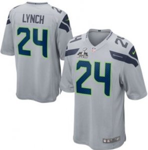 2014 Super Bowl XLVIII Nike Seattle Seahawks #24 Marshawn Lynch gary game Jersey