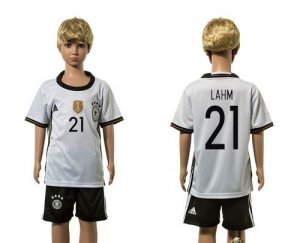 Germany #21 Lahm White Home Kid Soccer Country Jersey