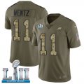 Nike Eagles #11 Carson Wentz Olive Camo 2018 Super Bowl LII Salute To Service Limited Jersey