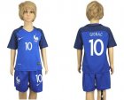 France #10 Gignac Home Kid Soccer Country Jersey