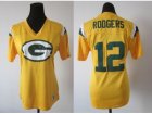 Nike Women Packers #12 Aaron Rodgers Yellow FEM FAN Field Flirt Fashion Jerseys