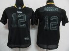youth nfl green bay packers #12 aaron rodgers black[lights out]