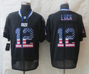 Nike Indianapolis Colts #12 Luck Black Jerseys(USA Flag Fashion Elite)