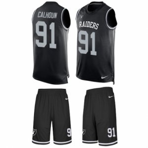 Mens Nike Oakland Raiders #91 Shilique Calhoun Limited Black Tank Top Suit NFL Jersey