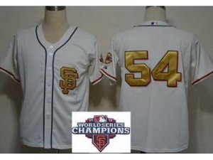 MLB San Francisco Giants #54 Sergio Romo Cream Gold Number(2012 World Series Champions)