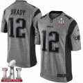 Mens Nike New England Patriots #12 Tom Brady Limited Gray Gridiron Super Bowl LI 51 NFL Jersey