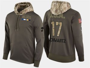 Nike Blues 17 Jaden Schwartz Olive Salute To Service Pullover Hoodie