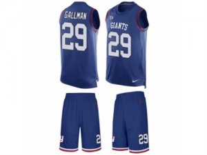 Mens Nike New York Giants #29 Wayne Gallman Limited Royal Blue Tank Top Suit NFL Jersey