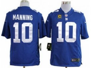 Nike NFL New York Giants #10 Eli Manning Blue Jerseys(C Patch Game)