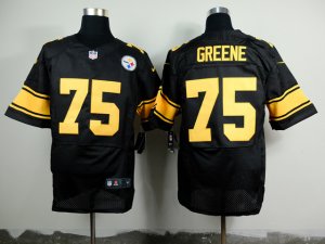 Nike Pittsburgh Steelers #75 joe greene Black Jerseys(Gold No Elite)