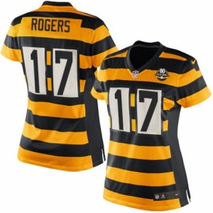 Women\'s Nike Pittsburgh Steelers #17 Eli Rogers Limited Yellow Black Alternate 80TH Anniversary Throwback NFL Jersey